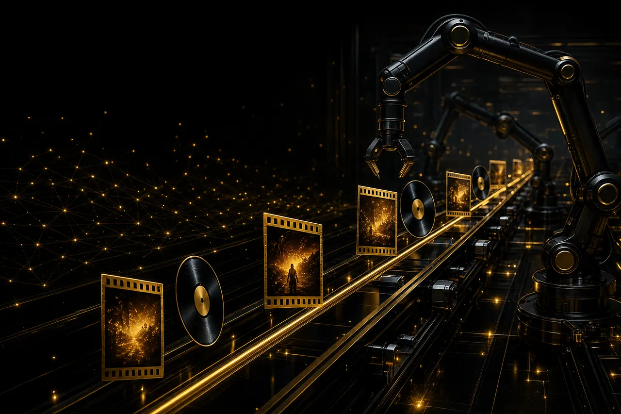 Una cadena automatizada que ordena películas y música para una biblioteca multimedia